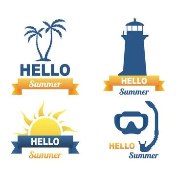 Hello summer set. Hello summer, holiday, vacation .Vector illustration Illustrazione stock
