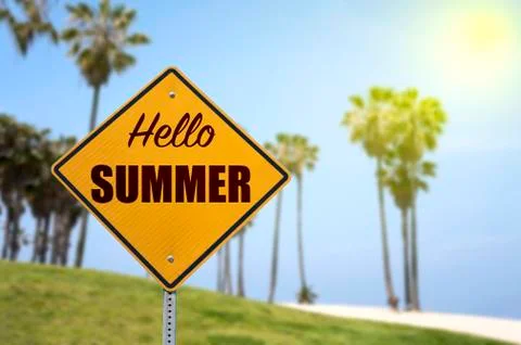 Hello Summer Sign Stock Photos