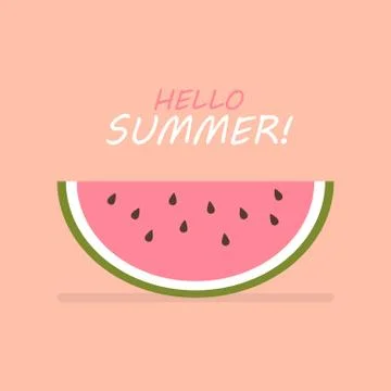 Hello summer with slice of watermelon Stock Illustration