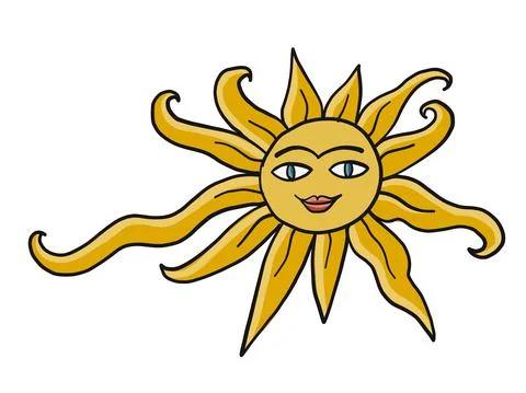 Hello Summer. Smiling funny sun icon Stock Illustration