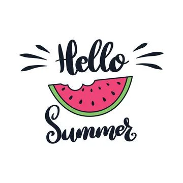 Hello Summer. Summer design with watermelon. Vector illustration Stock Illustration