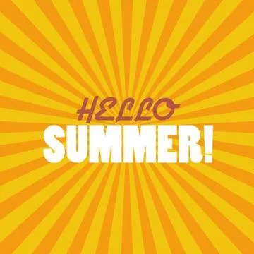 Hello Summer on sunburst pattern Illustrazione stock