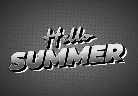 Hello summer text in 3d style on dark background Stock Illustration