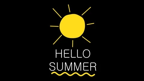 Hello summer text and sun animated on alpha channel.  4k Vídeo Stock 111701549