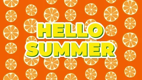 Hello Summer. Text animation on the background of swirling orange slices. Stock Footage 153053502