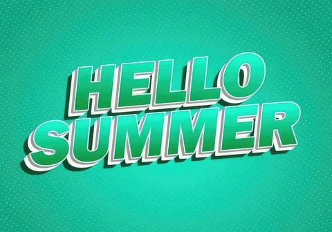 Hello summer text with bright blue background Stock Illustration