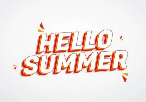 Hello summer text with colorful fun design on white background Stock Illustration