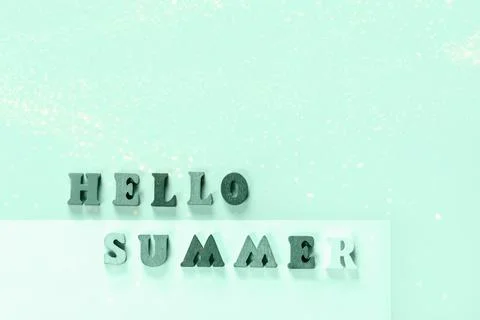 Hello Summer - text from letters on red background. Stock Photos