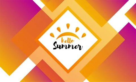 Hello summer text. Positive vector calligraphic illustration. Usable as greeting Stock Illustration