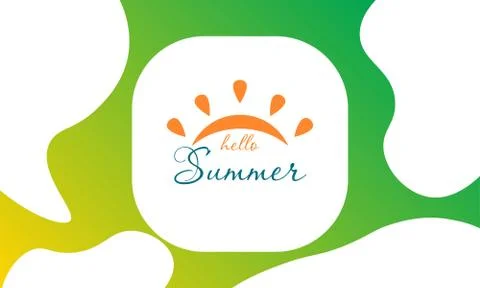 Hello summer text. Positive vector calligraphic illustration. Usable as greeting Stock Illustration