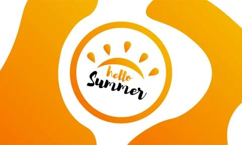 Hello Summer Text Title Poster Design with Realistic 3D Vector Elements and Stock Illustration