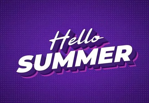 Hello summer text on vibrant purple background Stock Illustration
