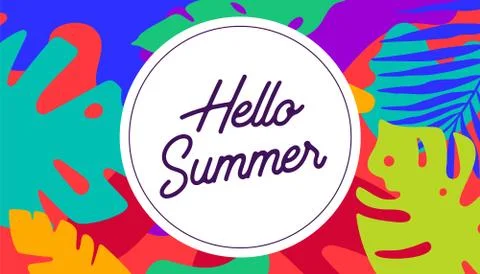 Hello summer. Tropical background in boho style Stock Illustration