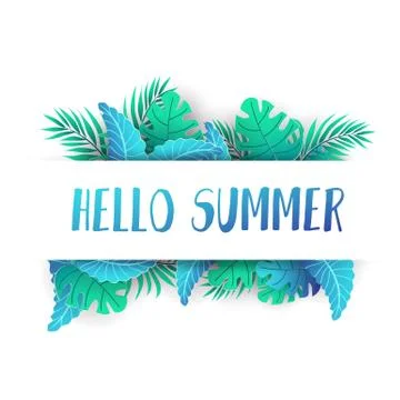 Hello summer tropical background Stock Illustration
