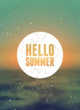 Hello Summer Typographic Design Stock Illustration