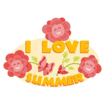 Hello Summer typographic logo sign on withe background. Sea plants, sun, beach Ilustración de archivo