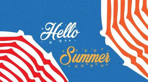 Hello Summer Typography Vector with Colorful Decorative Background Stock Illustration