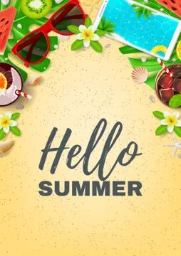 Hello Summer vacation flyer Stock Illustration