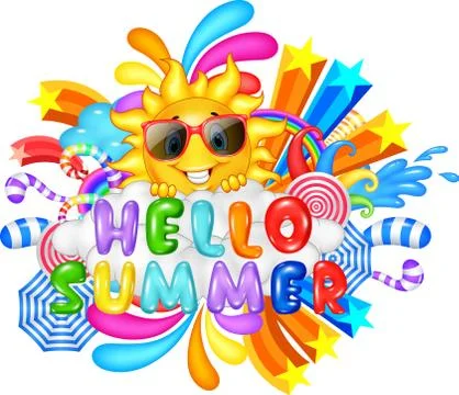 Hello Summer Vacation Message Stock Illustration