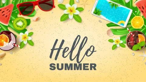Hello Summer vacation web banner Stock Illustration