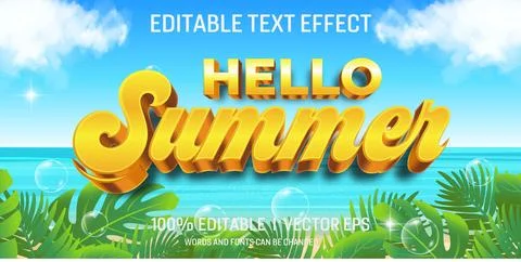 Hello summer vector 3d text effect with modern style design Illustrazione stock