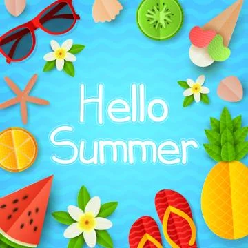 Hello summer vector background Stock Illustration