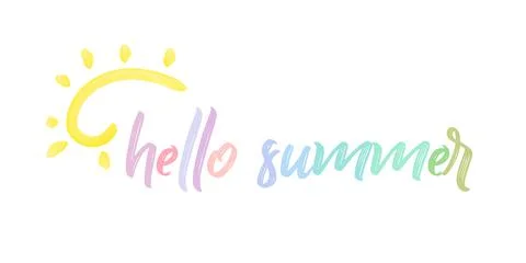 Hello Summer vector illustration, background. Fun quote hipster design logo or Stock Illustration