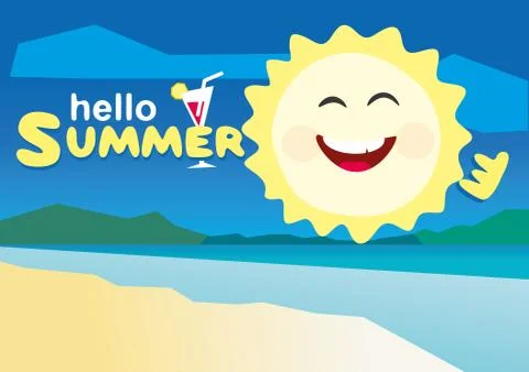 Hello Summer vector illustration. Stock Illustration