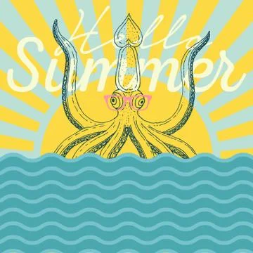 Hello Summer vector illustration Stock Illustration