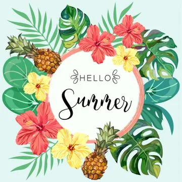 Hello Summer vector illustration. Stock Illustration