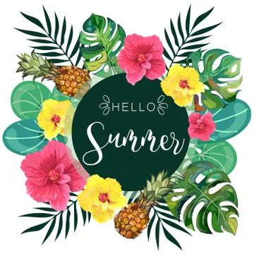 Hello Summer vector illustration. Ilustración de archivo