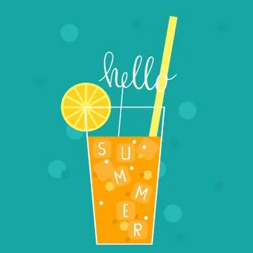 Hello summer.  Vector illustration with lemonade Stock Illustration