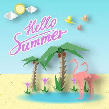 Hello Summer Vector Illustrations. Illustrazione stock