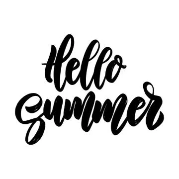 Hello summer. Vector lettering phrase for poster, greeting card, postcard Stock Illustration