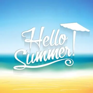 Hello Summer vector lettering text illustration. 스톡 일러스트