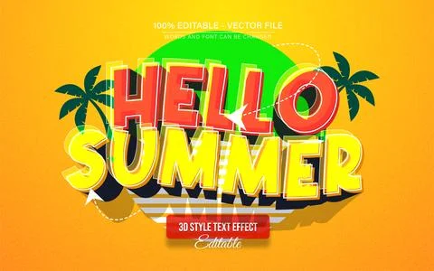 Hello Summer Vibes 3d text effect editable Illustration