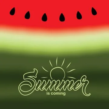 Hello Summer with watermelon background. Vector illustration. Stock Illustration