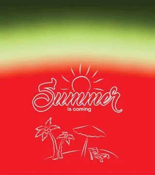 Hello Summer with watermelon background. Vector illustration. Stock Illustration