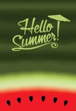 Hello Summer with watermelon background. Vector illustration. Stock Illustration