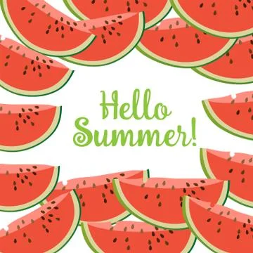 Hello Summer Watermelon Stock Illustration