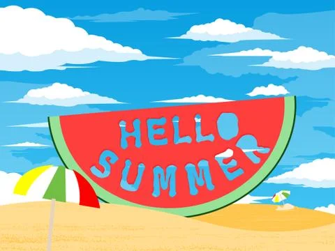 Hello Summer Watermelon Stock Illustration