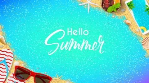 Hello Summer web banner template Stock Illustration