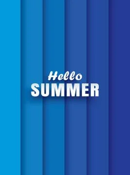 Hello summer white text on abstract blue wave background. Stock Illustration
