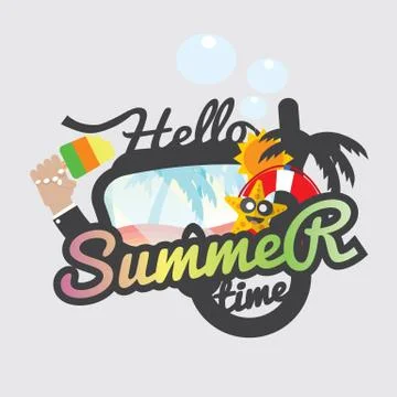 Hello Summertime Badge Design Vector Illustration Stock Illustration