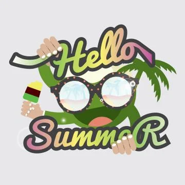 Hello Summertime Badge Design Vector Illustration Stock Illustration