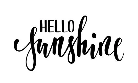 Hello sunshine. Hand drawn calligraphy and brush pen lettering. Stock Illustration