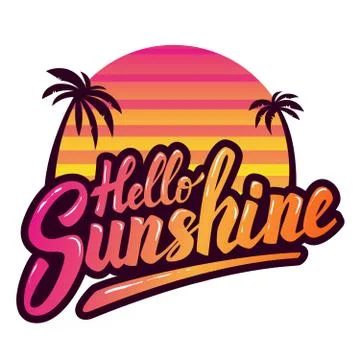 Hello sunshine. Hand drawn phrase. Design element for poster, fl Stock Illustration
