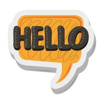 Hello talk bubble sticker funny cartoon design Illustration