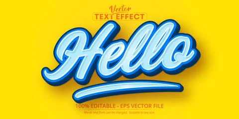 Hello text, cartoon style editable text effect Stock Illustration