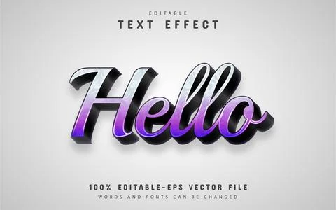 Hello text effect editable Illustrazione stock